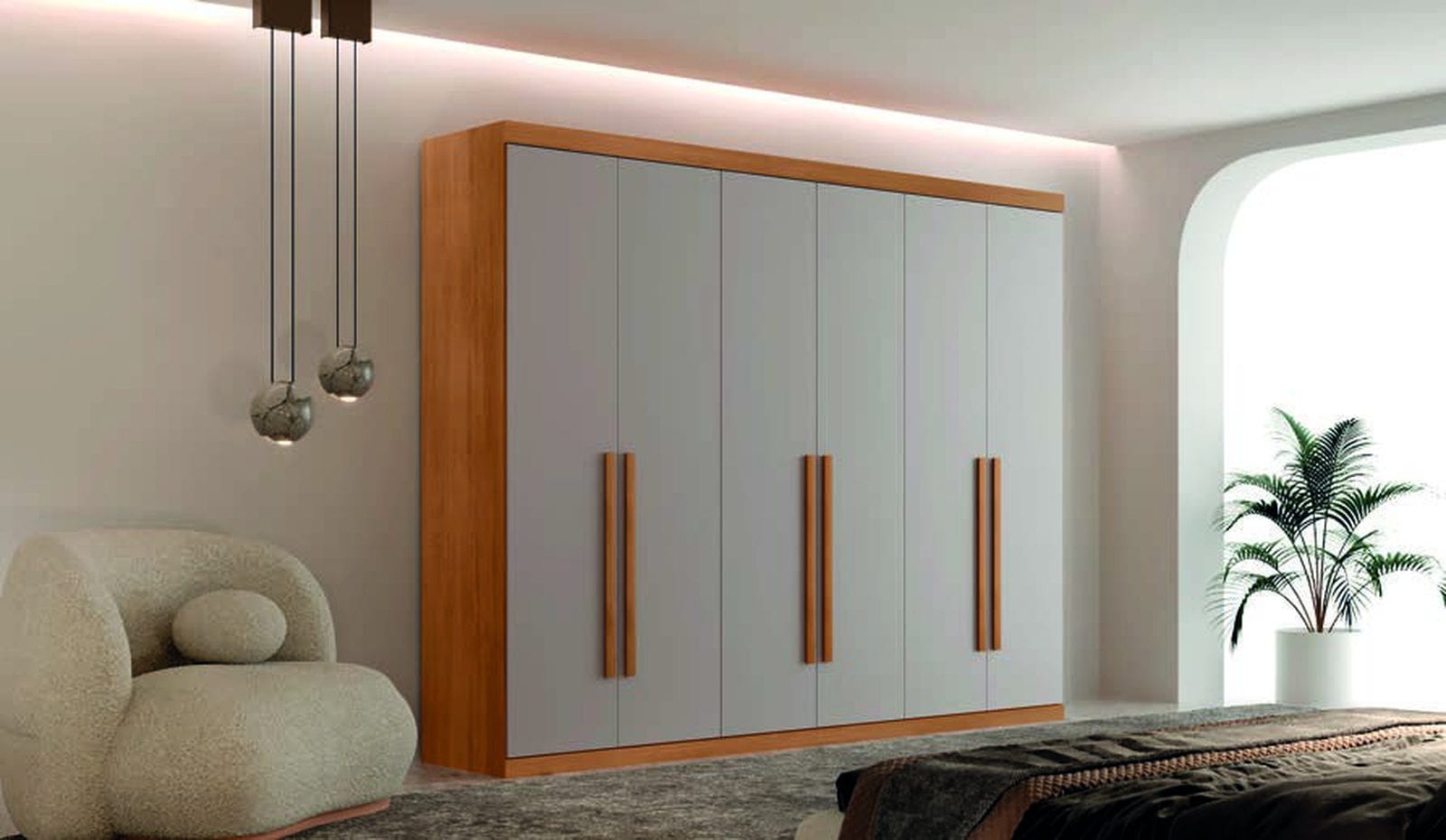Guarda-roupa Bahia 6 portas em ambiente montado