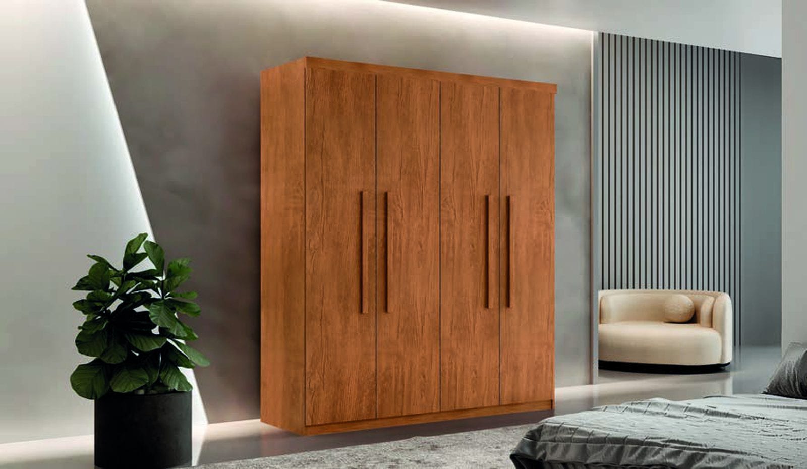 Guarda-roupa Espanha 4 portas em ambiente montado