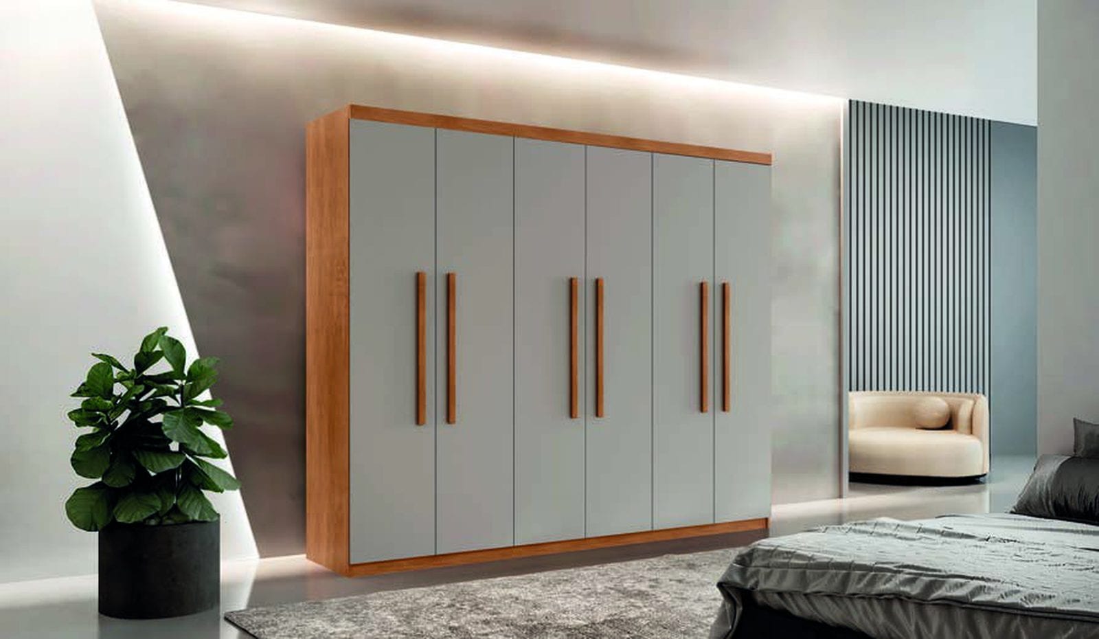 Guarda-roupa Espanha 6 portas em ambiente montado