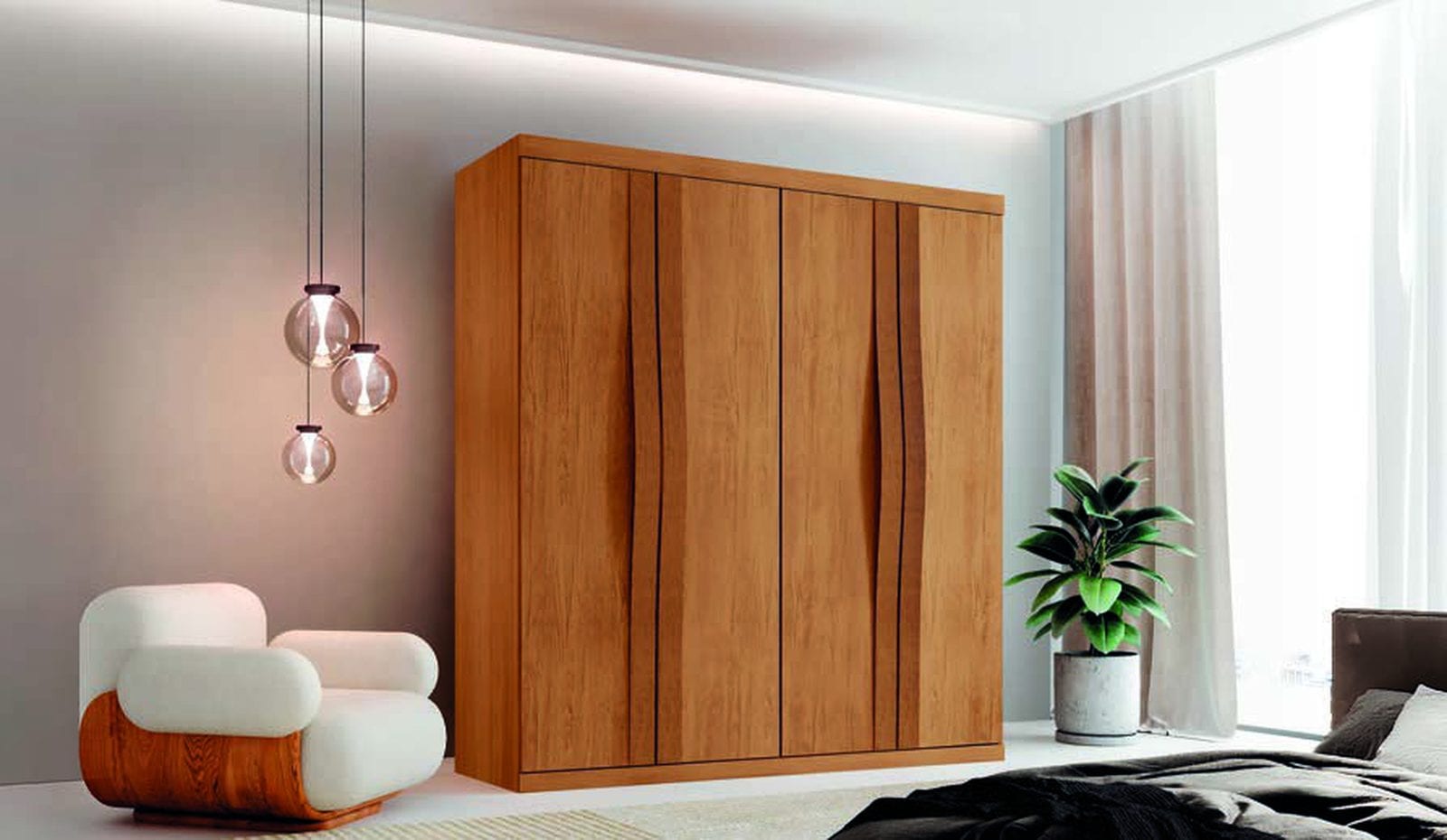 Guarda-roupa Grécia 4 portas em ambiente montado