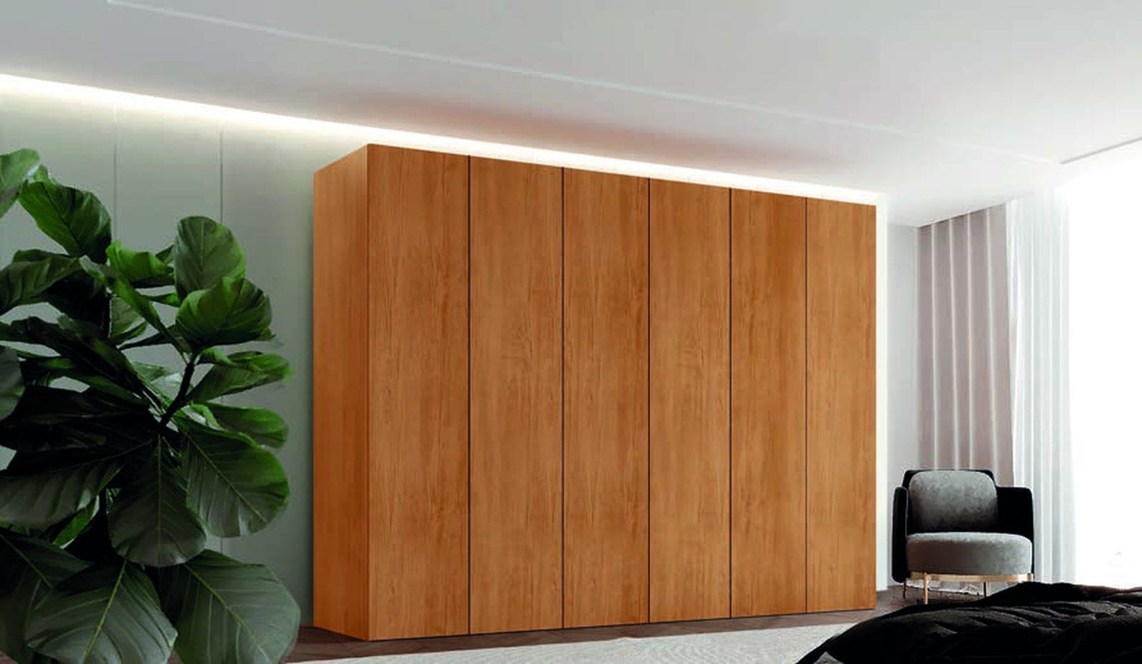 Guarda-roupa Horizon 6 portas em ambiente montado
