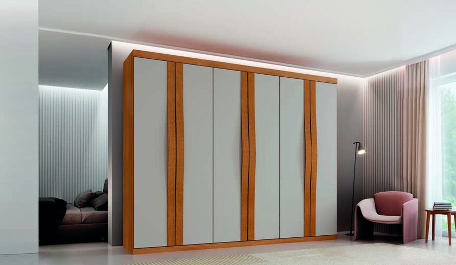 Guarda-roupa Linea 6 portas em ambiente montado