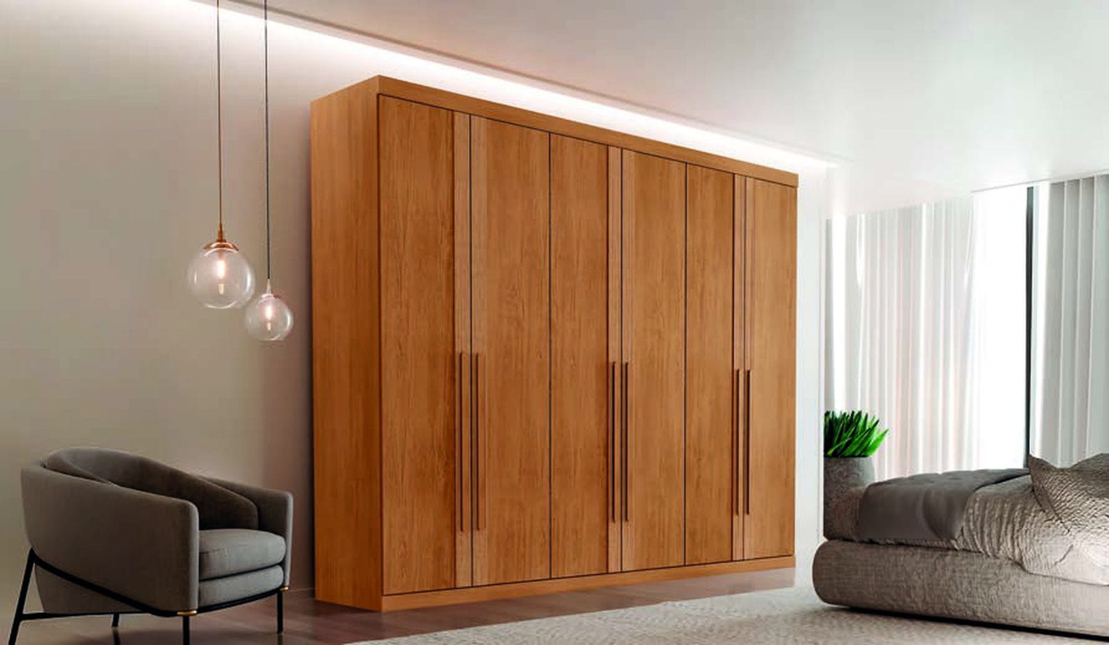 Guarda-roupa Lucca Premium 6 portas em ambiente montado