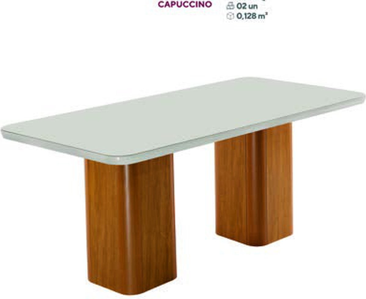 Conjunto de jantar Maldivas 1,80 m com 6 cadeiras Dafne Luxo — acabamento Naturale, Off White