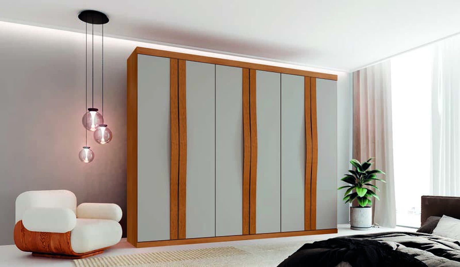 Guarda-roupa Grécia 6 portas em ambiente montado